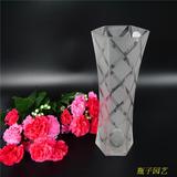 加厚特价透明玻璃花瓶大号富贵竹 现代时尚水培花器水晶花瓶六角