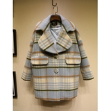 韩国东大门代购冬季新款 韩版格子羊毛呢大衣加厚中长款外套女装