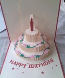 生日贺卡批发 蛋糕剪纸立体贺卡 3D卡片 商务祝福卡，生日快乐卡
