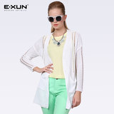 EXUN女装一粒扣蝙蝠袖单件宽松新款女装毛针织衫针织衫春季开衫