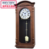 RHYTHM丽声高档钟机械钟进口机芯复古怀旧客厅卧室挂钟CMJ558