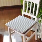 地中海简约蓝色小格子餐椅垫 纯棉色织坐垫 优质海绵垫 座椅垫