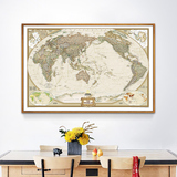 美式复古世界地图大幅客厅装饰画现代家居挂图卧室墙画办公室壁画