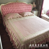 高档绸缎夹棉蕾丝边床罩床裙三件套保护套1.8米m1.5m床单件床笠2m