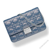 Dior女包代购专柜正品迪奥新色蓝色五格牛皮包盖式单肩斜挎链条包