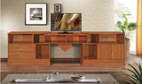 多功能伸缩橡木电视柜实木影视柜2米至2.7米电脑书桌办公桌转角柜