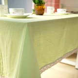 高档环保浅灰绿色竹节麻棉桌布定制做宜家简约花边 日式客厅台布