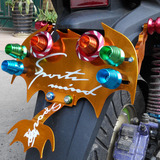 摩托车鬼火福喜踏板车改装配件个性搞笑铝合金蝙蝠形状后车牌架