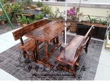 特价户外庭院家具组合火烧木 休闲  碳化木桌椅组合 可定制
