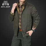 Afs Jeep/战地吉普2015秋冬新品立领纯棉男士双面夹克两面穿外套