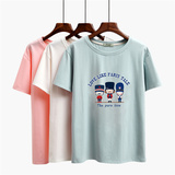 韩版姐妹装学生女版短袖T恤衫小兵圆领夏装大码宽松卡通上衣女装