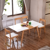 纤梵北欧风格餐厅家具现代简约水曲柳实木方形可伸缩餐桌餐椅组合