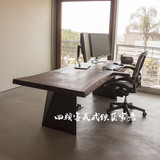 美式乡村loft工业风家具复古铁艺实木餐桌电脑桌书桌办公桌会议桌