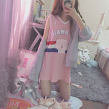 韩国ulzzang夏季女装宽松中长款无袖运动t恤背心裙韩版学生连衣裙