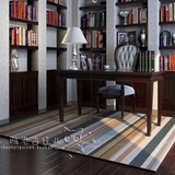 简约欧式美式条纹地毯客厅茶几卧室床边书房手工腈纶地毯满铺定制