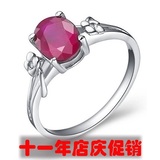 缅甸纯天然红宝石女s925纯银戒指食指韩国时尚原创设计手工镶促销