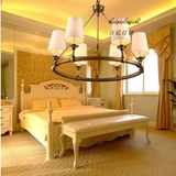 美式乡村铁艺宜家复古吊灯 布艺镀金色客厅卧室餐厅欧式吊灯