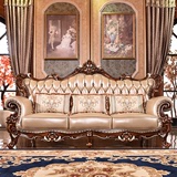 欧式真皮沙发组合 高档别墅客厅家具实木进口头层牛皮美式沙发