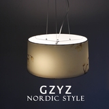北欧韩式宜家布艺术灯罩创意餐厅美式田园三头个性卧室圆形吊灯具