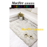 韩国 客厅卧室/超细纤维冬季长毛皮草防滑地毯地垫/浅灰色