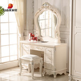 简约欧式梳妆台卧室1.2米带抽实木化妆桌白色韩式公主化妆镜包邮