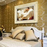 简约欧式有框画卧室床头玄关墙画宾馆客房壁画酒店客房挂画睡美人
