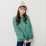 时尚权威韩国2016春装新款纯色拉链加绒套头宽松卫衣韩版女外套