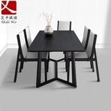 定做现代黑橡木餐桌椅组合简约长方形饭桌小户型6人实木烤漆餐桌