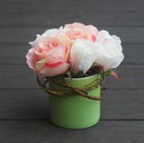 限量贩 红艺坊糖果色陶瓷仿真花卉粉色玫瑰现代花艺浴室柜装饰花