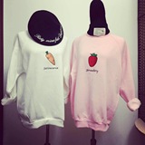 特价！2015秋冬新款韩国水果刺绣草莓套头加绒卫衣女韩版潮学生