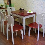 欧式餐桌椅组合双色田园实木餐桌宜家小户型折叠餐桌简约饭桌包邮