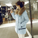 2015秋冬装新款大毛领中长款羽绒服女韩版学生加厚显瘦外套羽绒衣
