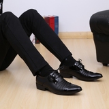 2016韩版尖头皮鞋男士商务休闲系带男鞋婚鞋英伦发型师潮鞋子包邮