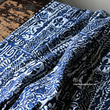 玛瑙纹 复古文艺民族风几何印花乌镇服装棉麻布料透气桌布面料
