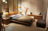 双人床新中式全实木床2米宽实木简约现代后中式床 别墅实木双人床