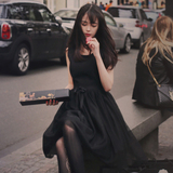 2016夏装新款女装潮韩国学生裙子夏季修身连衣裙长裙中长款小黑裙