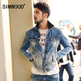 Simwood2016春装新款男士休闲牛仔夹克外套潮男修身春装外套夹克