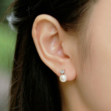 TwinStyle925银耳钉女天然淡水珍珠耳环时尚日韩国气质耳饰防过敏