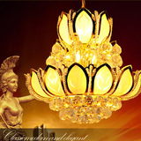 欧式金色莲花水晶灯大气客厅灯创意卧室灯走廊灯餐厅吊灯