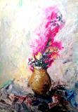 乌力吉原创油画作品《静物花-向阿罗娃致敬》