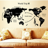 世界之旅地图客厅卧室电视背景墙沙发家装饰创意可移除墙贴纸特价