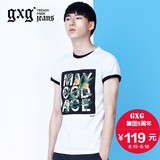 gxg.jeans男装夏新款男个性印花青年休闲圆领短袖T恤潮#62944004