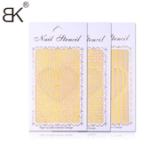 BK新款金色镂空贴纸美甲创意DIY指甲油胶喷绘空心模板贴花带背胶