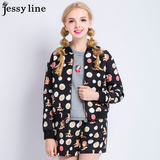 jessy line2016春装新款 杰茜莱甜美可爱卡通潮流印花女士小外套