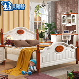 儿童床男女孩1.2米1.5王子公主单双人床实木高箱美式乡村卧室家具