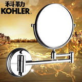 科勒浴室美容镜子全铜卫生间双面化妆镜壁挂式伸缩折叠梳妆放大镜