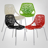 餐椅简约时尚 塑料椅 休闲创意椅子 镂空塑料椅 家用靠背椅