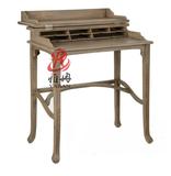 美式原木梳妆台实木做旧翻盖梳妆桌书桌小户型复古家具法式化妆桌
