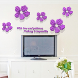 五朵花3d水晶亚克力立体墙贴沙发客厅卧室床头电视背景墙家居装饰