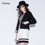 efanny 2015冬季新品女短外套优雅立体剪裁羊毛呢子典雅格纹修身